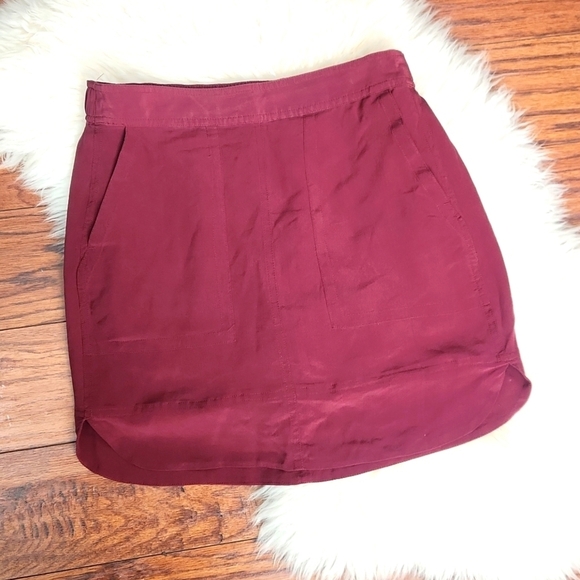 Madewell Dresses & Skirts - Madewell Maroon Mini Silk Skirt